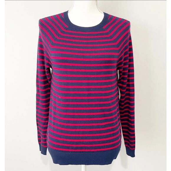Vineyard Vines Womens Cashmere Striped Sweater Crewneck Deep Bay Red Blue sz XS - Picture 1 of 9